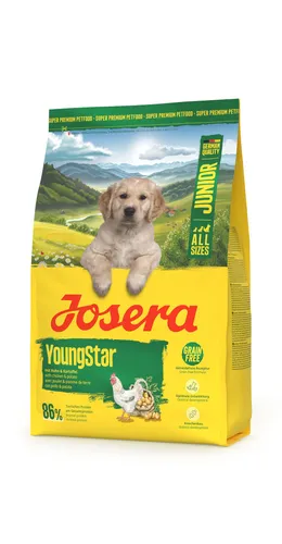 JOSERA Junior YoungStar Huhn & Kartoffel (1 x 3 kg) | Premium Trockenfutter für wachsende Hunde | Welpenfutter für mittlere & große Rassen zur optimalen Versorgung | getreidefrei | 1er Pack