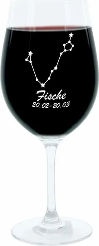 Leonardo Weinglas 400 ml, Motivglas, Sternbild Fische, Geschenk, Stimmungsglas mit Gravur, Moodglas, 22 cm