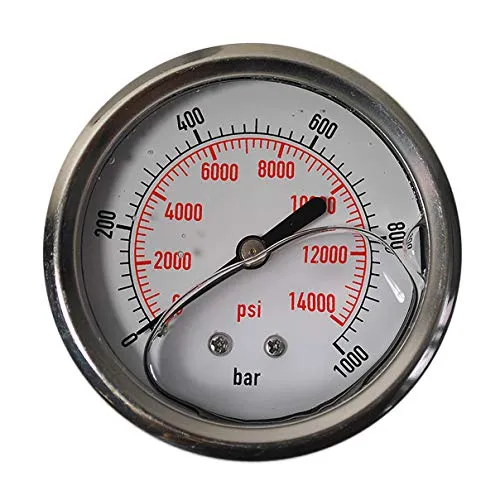 HELO '175329-8' Glycerin gefüllte 0-1000 bar Manometer, 63 mm Ø, 1/4