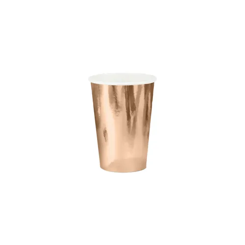 Pappbecher in rosegold, glänzend | 220ml | Trendfarbe Rosegold | Silvester | H 6