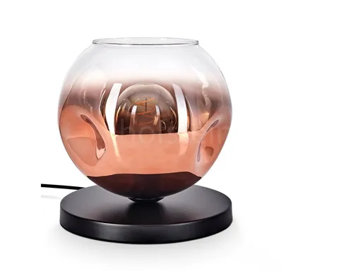 Hofstein Tischleuchte aus Metall/Glas in Schwarz/Kupfer - Moderne Tischleuchte mit elegantem Design, ideal für Esszimmer und Wohnzimmer. Der Glasschirm sorgt für stilvolles Licht, Schalter am Kabel ermöglicht einfachen Betrieb.