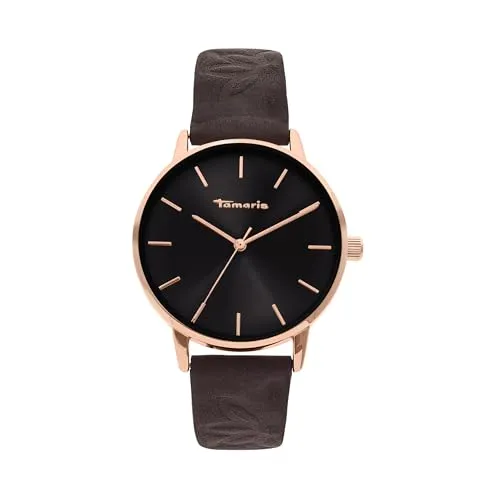 Tamaris Damen Analog Quarz Uhr TT-0207-LQ - Elegante Armbanduhr mit klassischem Design, kratzfestem Mineralglas und hochwertigem Echtlederarmband, ideal für stilbewusste Damen.
