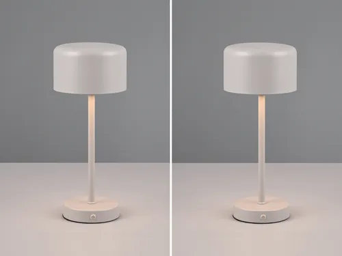 Kabellose LED Akku Tischleuchte 2er SET - 30cm, Hellgrau Matt - Klassische Tischleuchten im 2er SET, ideal für Strom-freie Bereiche. Mit dimmbarer LED, 12 Stunden Leuchtdauer auf niedrigster Stufe und modernem Design.