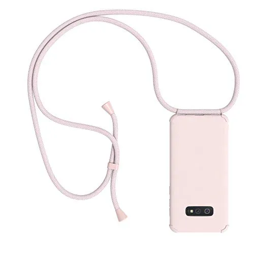 EAZY CASE Handykette kompatibel mit Samsung Galaxy S10e Handyhülle mit Umhängeband, Handykordel mit Schutzhülle, Silikonhülle, Hülle mit Band, Stylische Kette für Smartphone, Full Color Altrosa