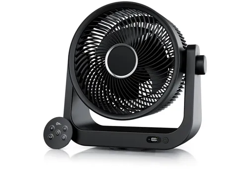 CSL Akku-Standventilator Tischventilator, USB Mini Desk Fan, Schreibtischventilator, sehr leise, 4000mAh, Fernbedienung, Timer, mobiler Lüfter, DC Motor energiesparend