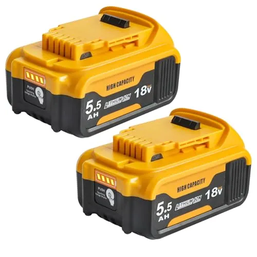 Stück 18V Akku für DeWalt 5.5Ah DCB200 DCB201 DCB203 DCB204 DCB206 DCB207 Lithium-Ionen Akku Kompatibel mit 18V XR Elektrowerkzeugen 2