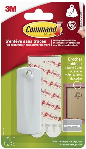 Command Kunststoff-Bildernagel, weiß -1 Bildernagel und 2 große Strips