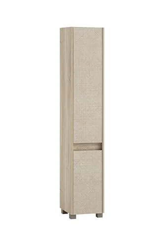 Schildmeyer Hochschrank Sander 160308, weißeiche Dekor/Canasta Dekor - Praktischer Hochschrank mit 2 Türen und höhenverstellbaren Einlegeböden. Ideal für flexibles Stauraummanagement. Modernes Design mit grifflosem Zugang und eleganten Canasta-Dekor-Türen.