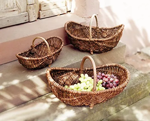 Dekoleidenschaft Füllkorb aus Weide mit Holzbügel - Mittel - Obstkörbe in handgefertigter, länglicher Form, ideal zum Tragen und für vielseitige Anwendungen wie Obst, Blumen oder Geschenke.