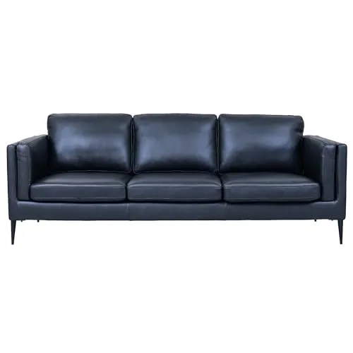 Valencia 3-Sitzer Ledersofa Schwarz – Stilvolles Echtleder Sofa im skandinavischen Design - Elegantes 3-Sitzer Sofa aus 100% Echtleder in Schwarz, kombiniert mit Taschenfederkern für optimalen Komfort und stabilen Metallfüßen. Ideal für ein modernes Wohnzimmer.
