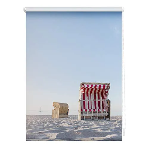 Lichtblick Klemmfix Tageslicht-Rollo - Strandkorb Motiv - Seitenzugrollo, blickdicht und lichtdurchlässig, mit hochwertigem Digitaldruckmotiv, Made in Germany, Montage ohne Bohren möglich, idealer Blend- und Sichtschutz.
