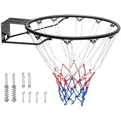 VEVOR Basketballkorb Hangring Basketballring 485 mm, Basketball Basketballring Netz 595 x 485 x 120 mm Qualität-und Sicherheitsgeprüft Indoor & Outdoor, Universal Stabiler Basketballkorb Orange