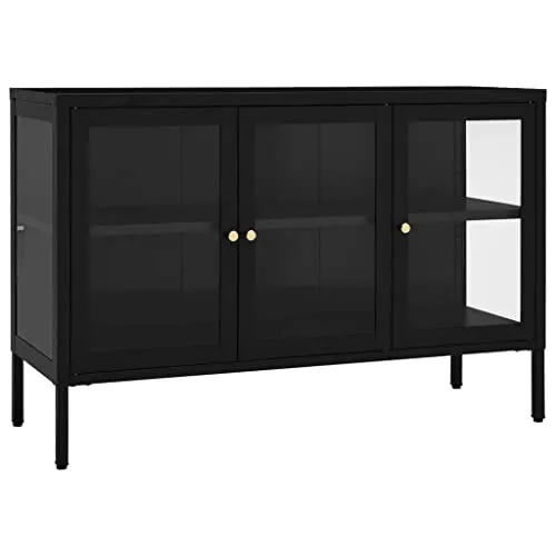 vidaXL Sideboard Kommode – Elegante Anrichte mit Glastür - Buffetschrank aus robustem Stahl mit verstellbaren Fächern für maximalen Stauraum. Ideal zur stilvollen Aufbewahrung von Büchern und Dekoration.