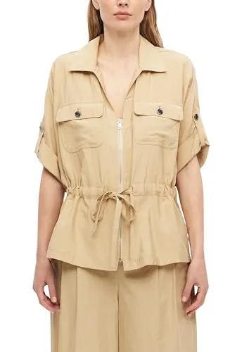 s.Oliver Leichte Kurzarm-Jacke mit Bindedetail - Stylische Kurzarm-Jacke im Regular Fit mit V-Ausschnitt und Hemdkragen. Perfekt für den Sommer, bietet sie mit dem Stoffgürtel vielseitige Stylingmöglichkeiten und ist ideal für lässige Outfits.