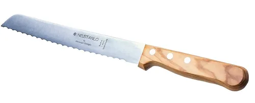 Marsvogel Brotmesser Olivenholz - Wellenmesser aus Solingen - Hochwertiges Tafelmesser aus Olivenholz, ideal für präzises Schneiden von Brot mit Wellenschliff für perfekte Ergebnisse.