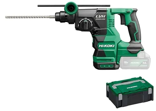 HiKOKI Akku Bohr- und Meißelhammer SDS-Plus 18 V - Leistungsstarker Akku-Bohrhammer für Betonbohrungen bis 26 mm, bürstenloser Motor, ergonomisch und vibrationsarm für präzises Arbeiten. Inkl. Koffer, ideal für Profis und Heimwerker.