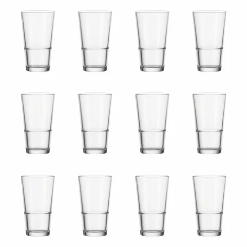 Leonardo EVENT Trinkglas 330ml 12er Set - Gläser: Stapelbare Trinkgläser für jeden Tag, die durch ihre konische Form Platz im Schrank sparen und für Genussmomente sorgen.