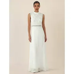 Apart Abendkleid mit Häkelspitze und Stehkragen weiß 38