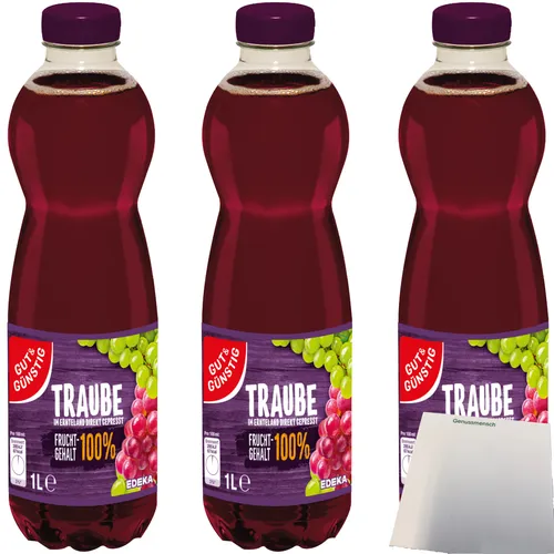 Gut&Günstig Trauben-Direktsaft 100% Fruchtgehalt 3er Pack 3x1l usy Block