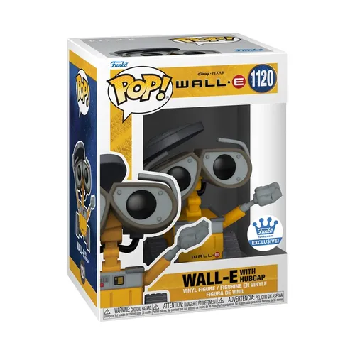 Funko 58142 Pop! Disney: Wall-E - Wall-E mit Radkappe (Funko Exclusive) #1120 - Wackelkopffiguren, exklusive Funko Pop! Wall-E Miniatur, originalverpackt und ca. 9cm groß – ein Muss für Sammler!