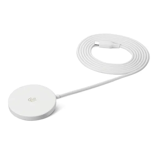 Amazon Basics 25W Qi2.2 Magsafe Ladegerät, Kabelloses Ladepad, Magnetisch Kompatibel mit iPhone 17/16/15/14/13/12, Android, Google Smartphones, 1,5m Kabel, Weiß (Adapter Nicht Enthalten)