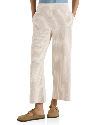 Cecil Wide Leg Hose in Seersucker-Qualität Grain beige XL von CECIL