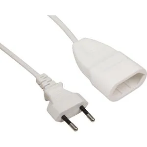 Böttcher-AG Verlängerungskabel für innen, Eurostecker, Kabeltyp H03VVH2-F aus Kunststoff, weiß, 5 m