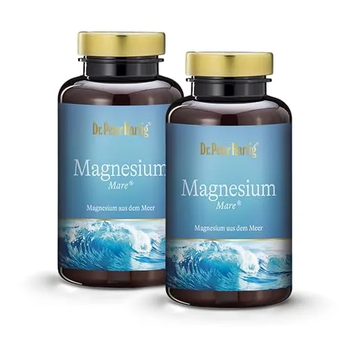 Dr. Peter Hartig Magnesium Mare Kapseln - Mineralstoffe, unterstützt Muskeln und Nerven, fördert Energieproduktion und erholsamen Schlaf, 360 Kapseln für 12 Monate, gut verträglich durch einzigartiges Spezialverfahren.