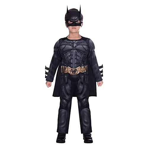Amscan Batman Kostüm für Kinder (6-8 Jahre) - Kostüm für Kinder, verwandelt in Batman aus The Dark Knight Rises, inklusive Overall, Umhang und Maske, ideal für Karneval oder Halloween.