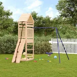 vidaXL Spielturm Massivholz Kiefer - Spielplatz im Garten: Robuster Spielturm aus massivem Kiefernholz mit Kletterwand, Schaukel und Sandkasten für unendlichen Spielspaß für Kinder von 3-8 Jahren.