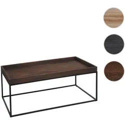 Couchtisch HWC-K71 - Massivholz & Metall, 46x110x60cm - Stilvoller Couchtisch aus Paulownia-Holz und stabilem Eisen-Gestell, ideal für Ihr Wohnzimmer. Die praktische Kante sorgt für Sicherheit, während die detailreiche Holzmaserung natürlichen Charme verleiht.