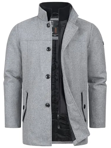 Indicode Herren INLunik Wollmix Mantel | Gefütterter Parka in Lt Grey Mix, XXL - Vielseitiger gefütterter Parka mit doppelter Verschlusslösung für optimalen Windschutz. Praktische Taschen und ein stylischer V-Kragen sorgen für Komfort und modernen Look. Ideal für kalte Tage!