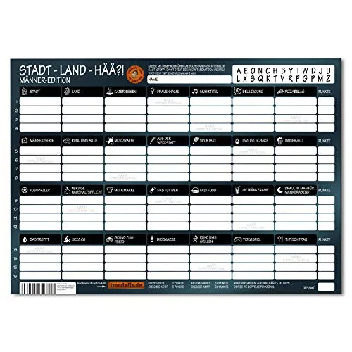 avandu Stadt Land Hää?! Männer Edition Spielblock