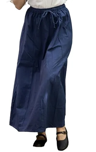 Leonardo Carbone® Damen Rock Dana | Elastischer Bund | Verstellbarer Kordelzug | Karneval, Halloween, Cosplay, LARP, Mittelalterrock, Kostüm, Gewand | Baumwolle Blau L/XL