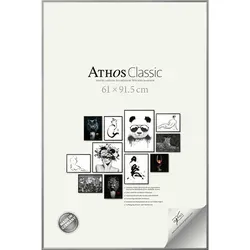 Bilderrahmen Athos Classic+, Silber, Rechteckig, 61x91.5 cm - Eleganter Bilderrahmen in mattem Silber, ideal für Fotos und Kunstwerke im Format 61 x 91,5 cm. Mit hochwertiger Polystyrol-Abdeckung schützt er Ihre Erinnerungen stilvoll und unauffällig.