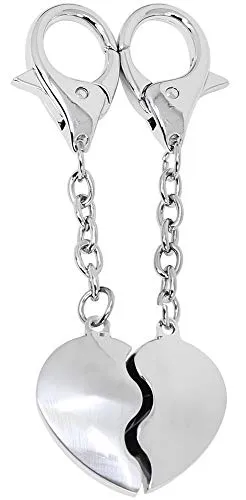 com-four® 2-teiliges Set Schlüsselanhänger aus Metall mit Karabiner für Verliebte, Herzen in edler Geschenkbox