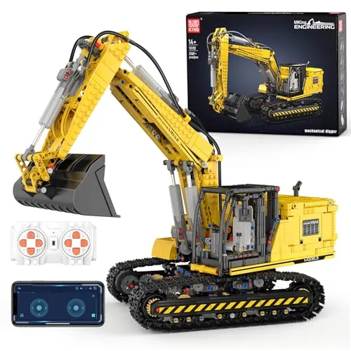 Mould King Technik Bagger Bausatz,13112S High-Tech Excavator Modell mit Klemmbausteine,LKW-Modell Raupenbagger für Jugendliche ab 14 Jahren(2169 Teile)