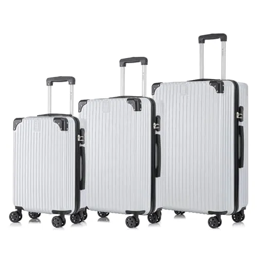 Yonsly Trolley Reisekoffer Set - Hartschalen Kofferset mit 4 Rollen - Koffer Set aus robustem ABS-Material mit 360°-Doppelrollen für mühelose Mobilität. Inklusive Zahlenschloss für sichere Reisen - ideal für Langstrecken und Alltag.