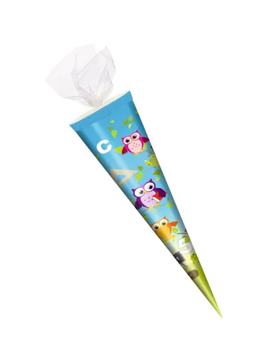 Schultüte / Zuckertüte / 35cm / rund / Tüllverschluss / 