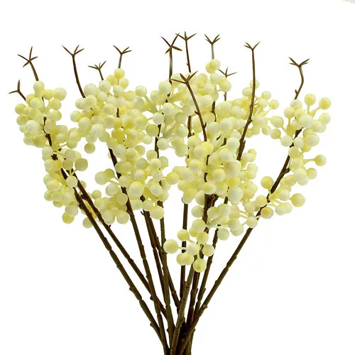 Beerenzweig Creme Deko 30cm - 12 Stück für Hochzeit, Trauergestecke,