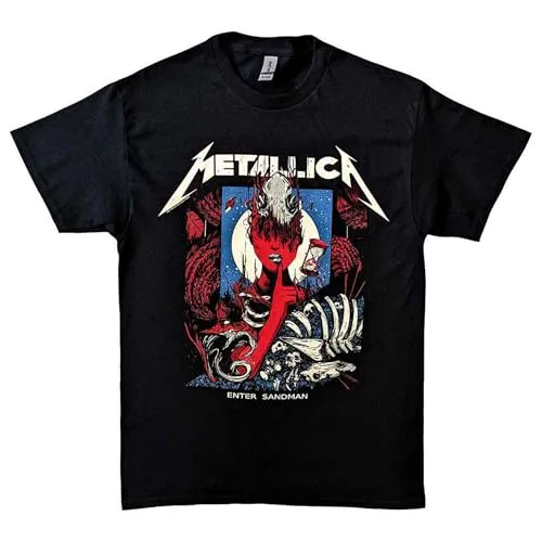 Metallica T Shirt Enter Sandman Poster Band Logo Nue offiziell Unisex Schwarz S