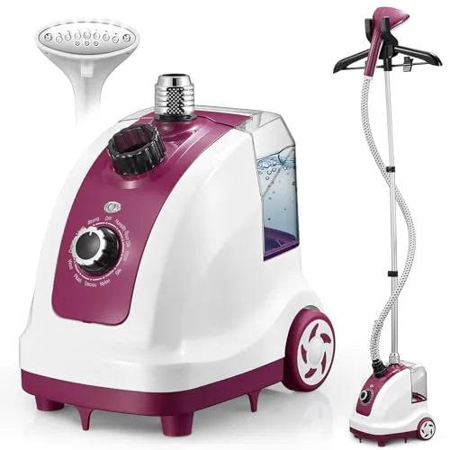 Cozary Steamer Dampfglätter 1950W, Hemdenbügler mit Dampffunktion, 1350 ML Wassertank 45 Min, Vertikales Bügeleisen, 11 Dampffunktionen Clothes Steamer für Stoffpflege