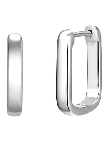 Glanzstücke München Damen Creolen Eckig aus 925/- Sterling Silber - Ohrringe für Damen: Moderne, rechteckige Creolen aus hochwertigem rhodiniertem Sterlingsilber, ideal für jeden Anlass und perfekt als Geschenk in einer eleganten Schmuckbox.
