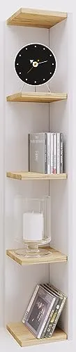 VCM Holzregal Honsa Weiß/Honig-Eiche - Bücherregal mit elegantem Holzdesign, platzsparend und ideal für CDs, DVDs und mehr. Maße: H. 97 x B. 15 x T. 17 cm.