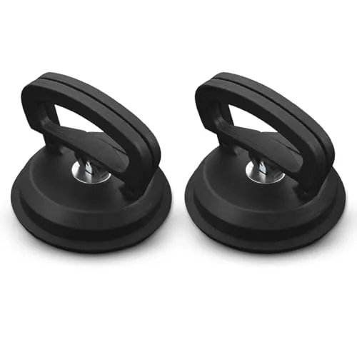Hwtcjx 2 Stück Saugheber, Saugnapf Griff, Sauggriff, Glasheber, Gummisauger, Vakuum Saugheber, 70kg Tragfähiger Vakuumheber, Glasabzieher, Lifter, für Glas, Keramikfliesen, Laminat, 11.8cm (Schwarz)