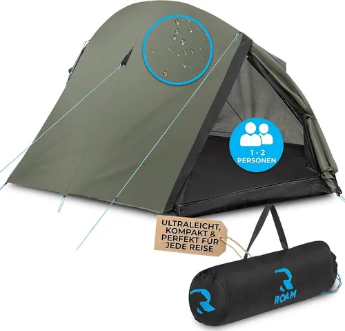 UE Stock Faltzelt ROAM 2 Personen - Ultraleicht und wasserdicht - Ideal für Reisen: 2-Personen Faltzelt in Grün, wetterfest und kompakt, perfekt für Camping und Outdoor-Aktivitäten.
