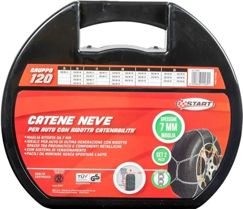 Set mit 2 Schneeketten – 7 mm – Gruppe 120 – maximale Haftung und Sicherheit mit Spannsystem
