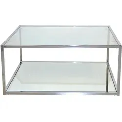 Couchtisch Alisa von Möbel Direkt Online - Moderner Couchtisch (80x80 cm) mit robustem Stahlrohrgestell und eleganten Sicherheitsglasplatten. Ideal für stilvolle Wohnzimmergestaltung.