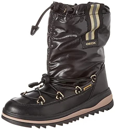 Geox Mädchen J Adelhide Girl B Ab Stiefel, Black Gold, 39 EU