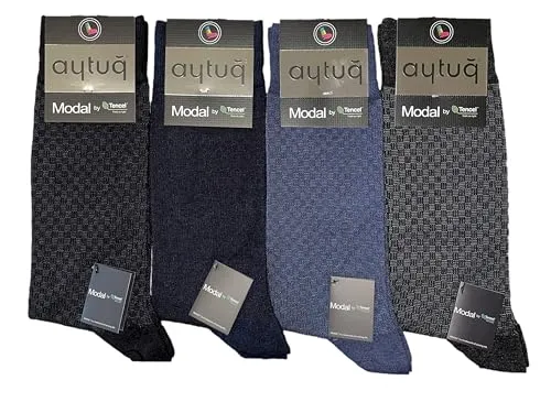 AYTUĞ 4 Paar Herren-Business-Socken aus Modal – Ohne Naht, Größe 41–45